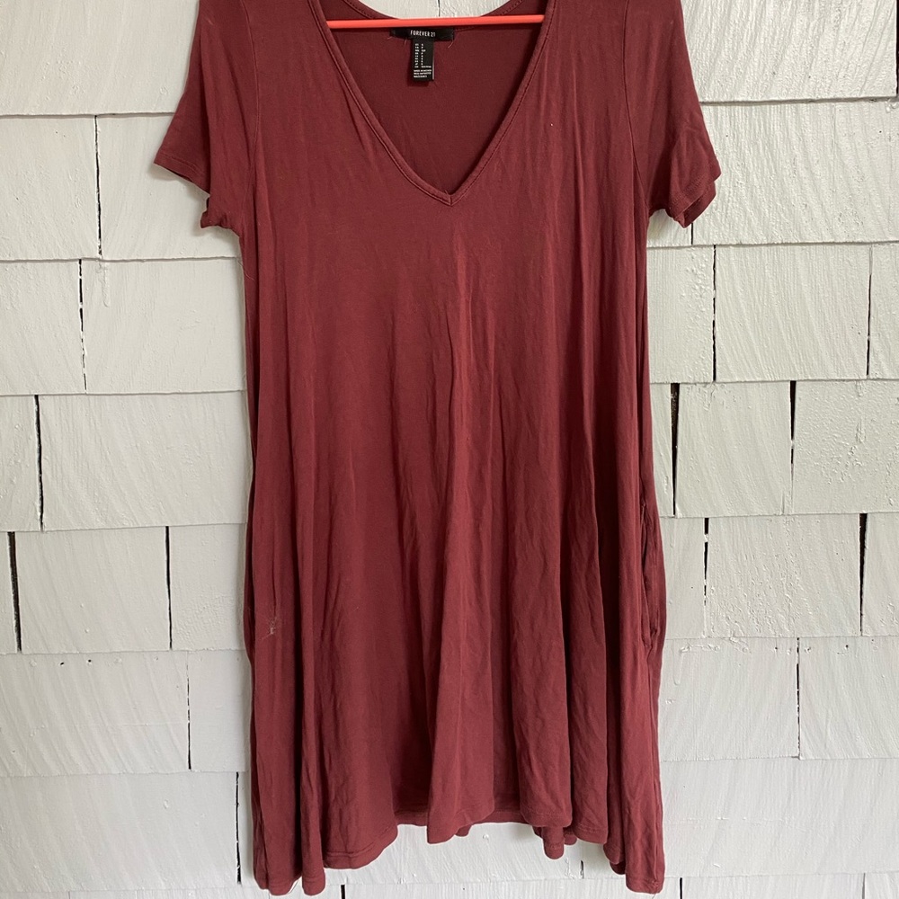 cute burnt orange t shirt dress